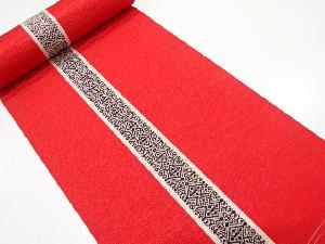 アンティーク　縞に更紗模様織り出し　八寸帯地反物